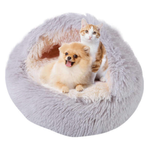 Indoor Cat Puppy Sleeping Faux Fur Warm Soft Plush Machine Washable Pet Bed  Non-Slip Bottom Cat Cushion Cave Bed