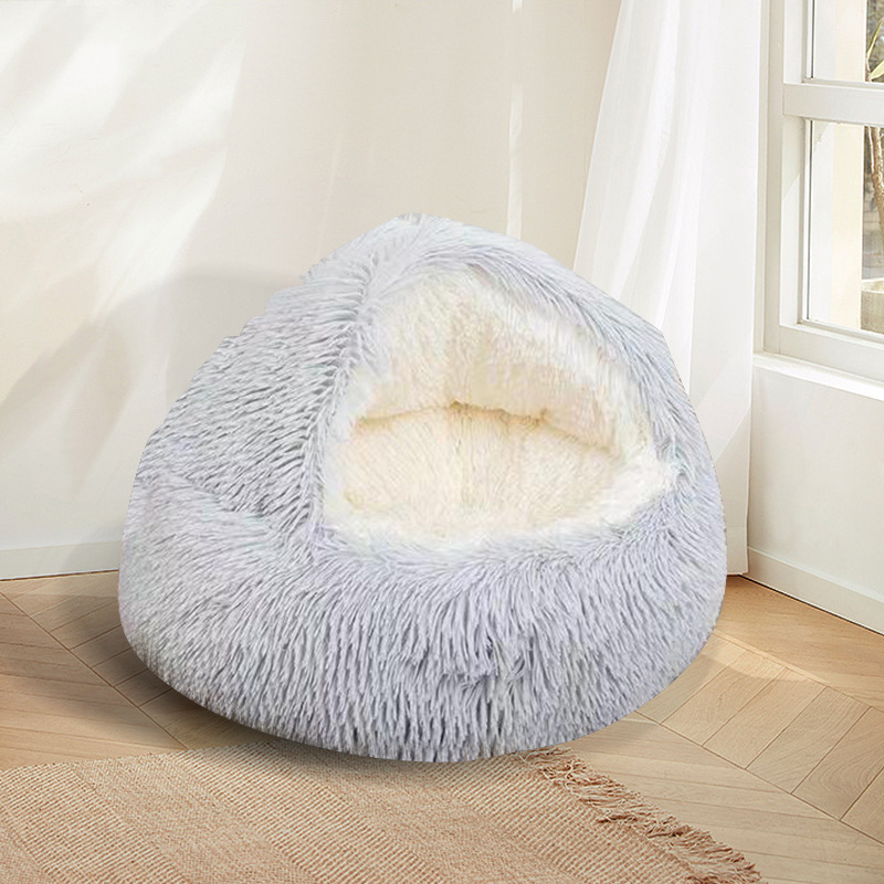 Indoor Cat Puppy Sleeping Faux Fur Warm Soft Plush Machine Washable Pet Bed  Non-Slip Bottom Cat Cushion Cave Bed