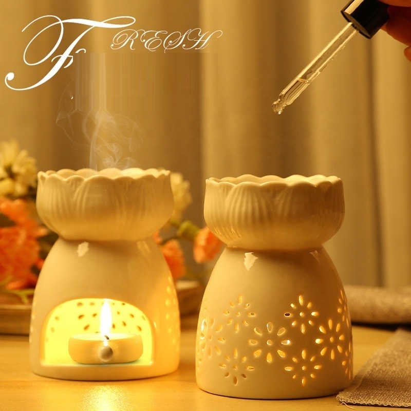 Wholesale Mini Modern Bulk Ceramic Tea Light Fragrance Essential Aroma Oil Wax Melt Burner For Tealight Candle Warmer