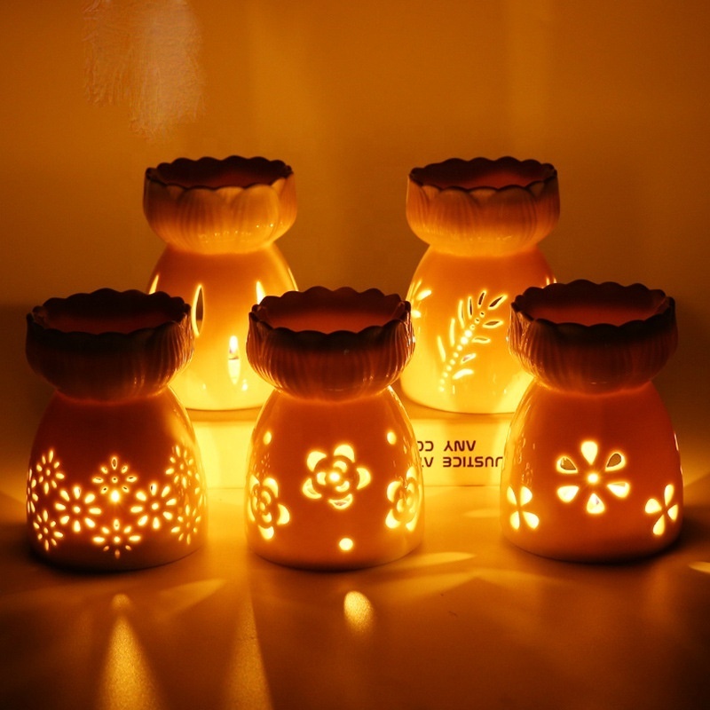 Wholesale Mini Modern Bulk Ceramic Tea Light Fragrance Essential Aroma Oil Wax Melt Burner For Tealight Candle Warmer