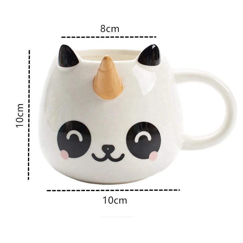 Custom Kawaii Animal Unicorn Lama Panda Cat Owl Coffee Mug Porcelain Creative Kids Drinking Cup 3D Animal Mugs For Kids