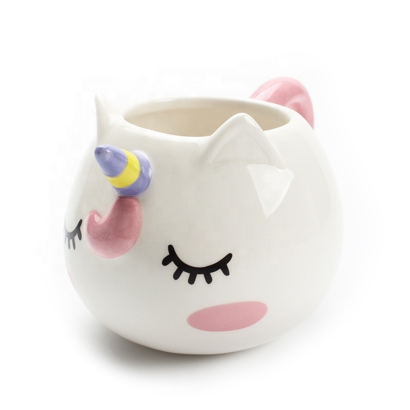 Custom Kawaii Animal Unicorn Lama Panda Cat Owl Coffee Mug Porcelain Creative Kids Drinking Cup 3D Animal Mugs For Kids