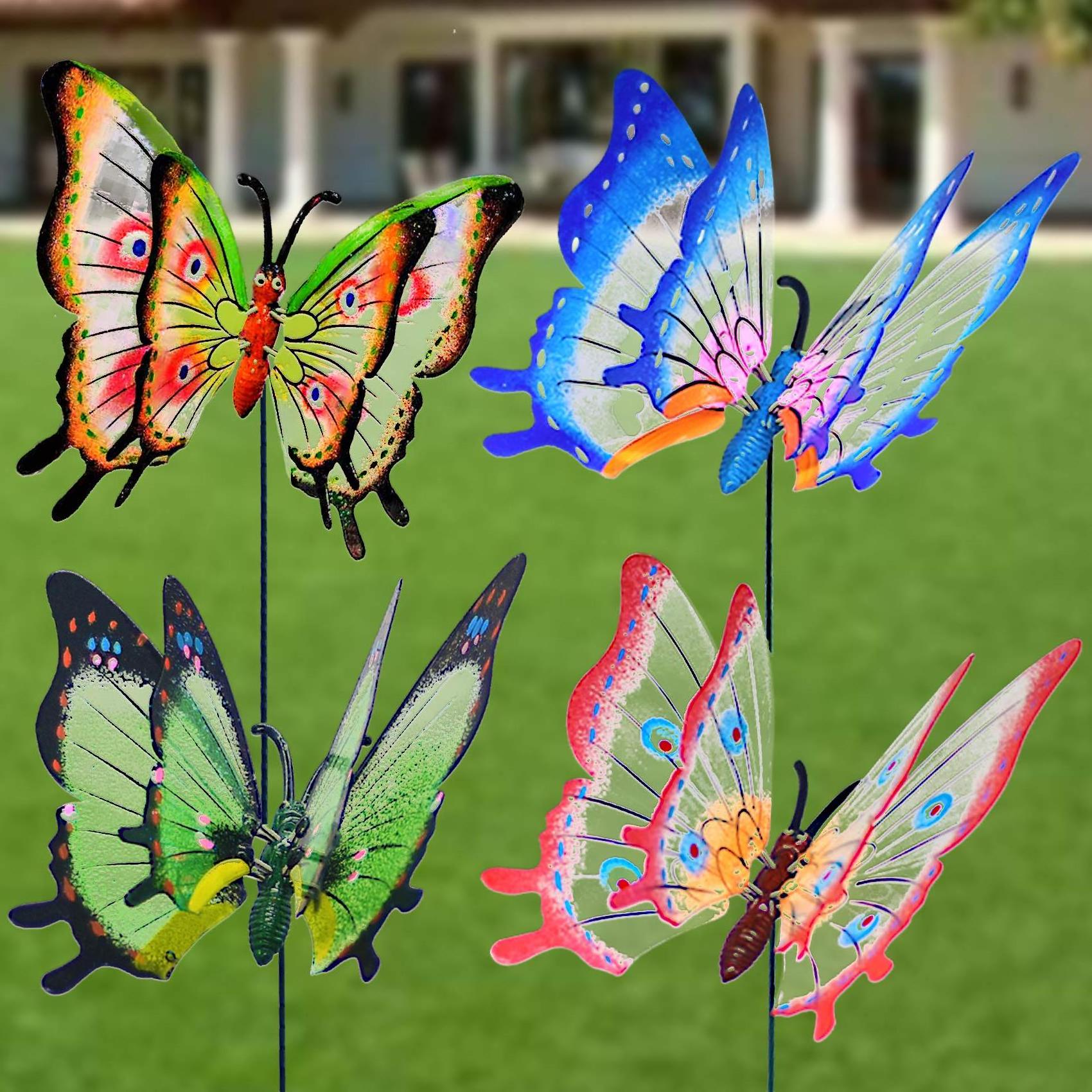 2024 Factory Direct Sale Large 3D Giant Butterflies Garden Stakes Outdoor Lawn Decorative Yard Patio Accessories Gardening