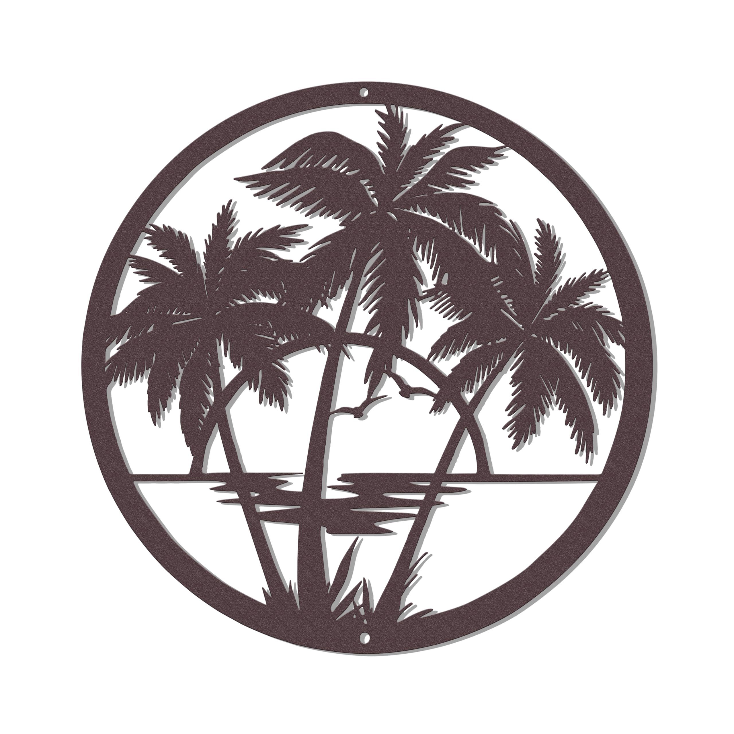 2024 Factory Best Seller Antique Brown Metal Palm Tree Wall Art Home Living Room Garden-Coastal Tropical Wall Decor Outdoor