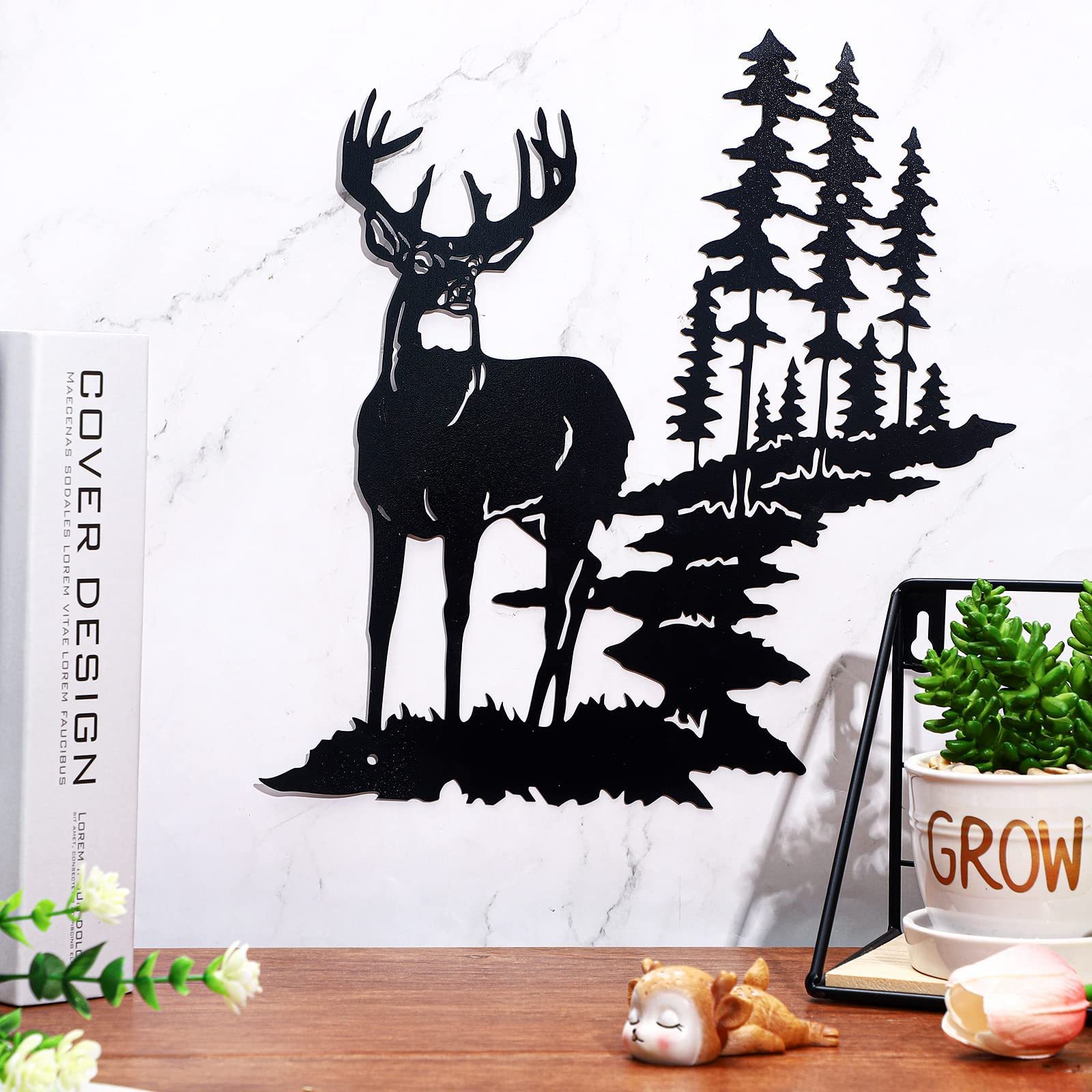 Custom Metal Deer Forest Tree Wall Art Home Decor Personalized Metal Sign for Living Room Interior Outdoor Decorations For Home