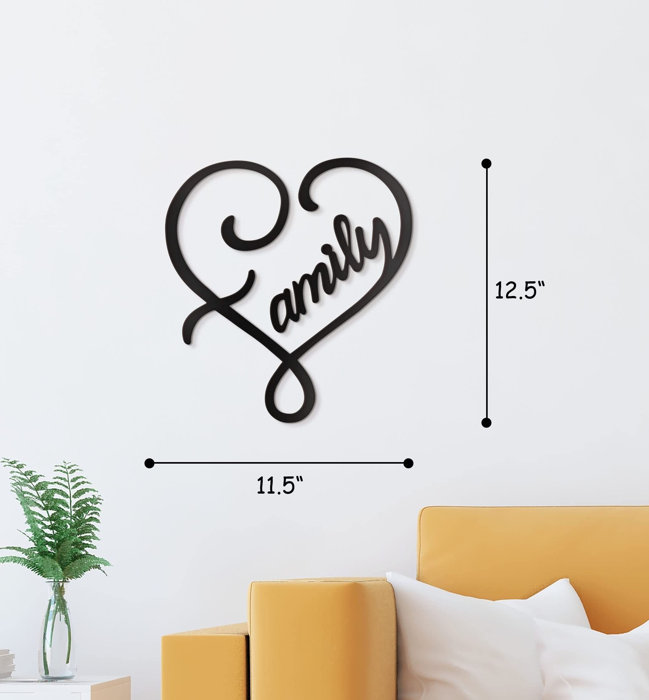 Black Small Family Love Infinity Heart Wall Sign Metal Handicraft for Home Wall Decor Functional Hanging Art