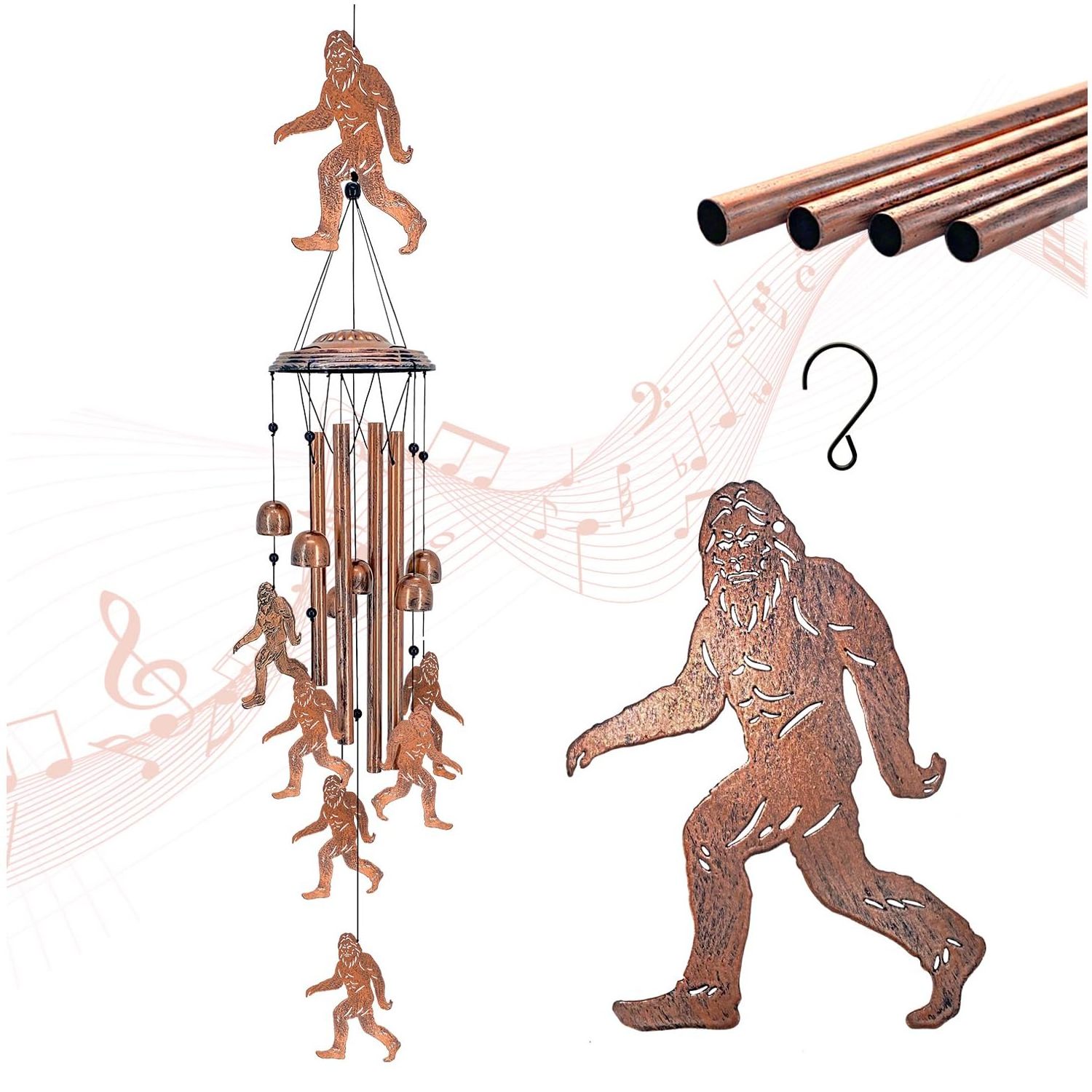 Bigfoot Wind Chimes Outdoor Metal Sasquatch Chimes for Indoor/Outdoor Use for Men/Women/Dad/Grandpa Birthday Memorial Gift