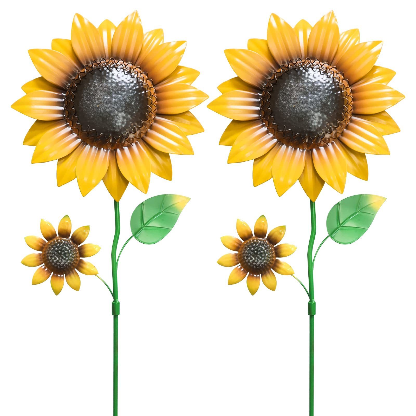 2024 Factory Direct Sale Sunflower Garden Decor Metal Flowers Shaking Head Yard Art Outdoor Patio Lawn Decoration for Spring