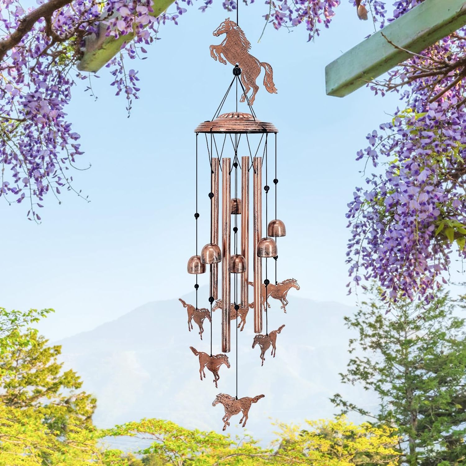 Outdoor Metal Wind Chimes for Horse Lovers Gifts Women/Men/Mom/Grandma/Wife/Friends Birthday Memorial Garden Ornaments Decor