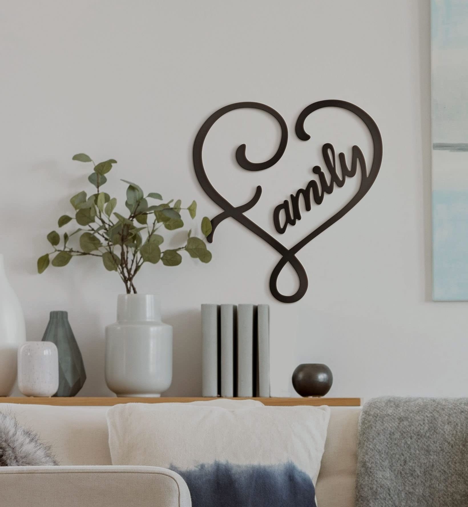 Black Small Family Love Infinity Heart Wall Sign Metal Handicraft for Home Wall Decor Functional Hanging Art