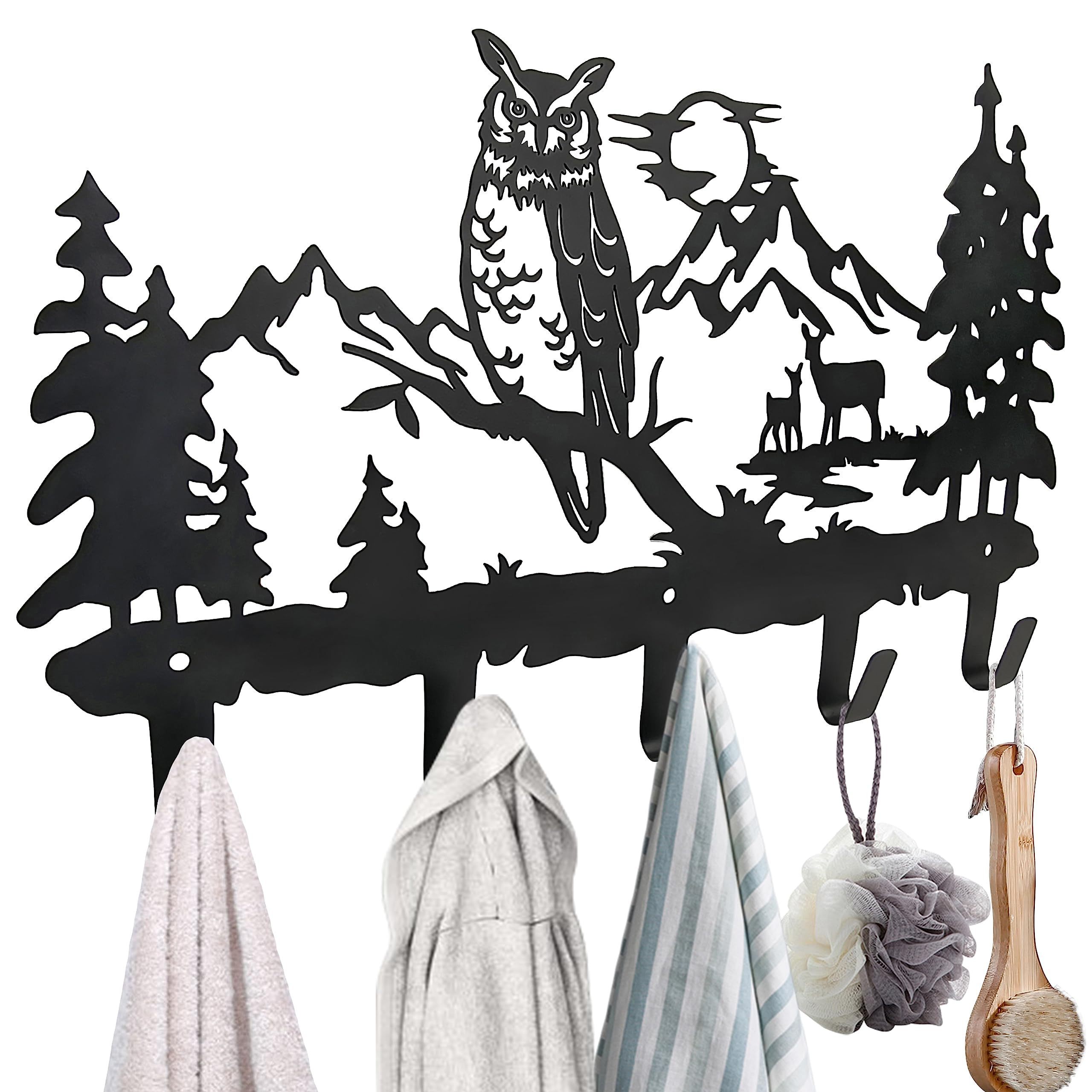 2024 Factory Best Seller Metal Owl Hooks Wall Art Decor Owl Hangers Key Holder Clothes Hat Rack Backpack Hanger Sweet Home Decor