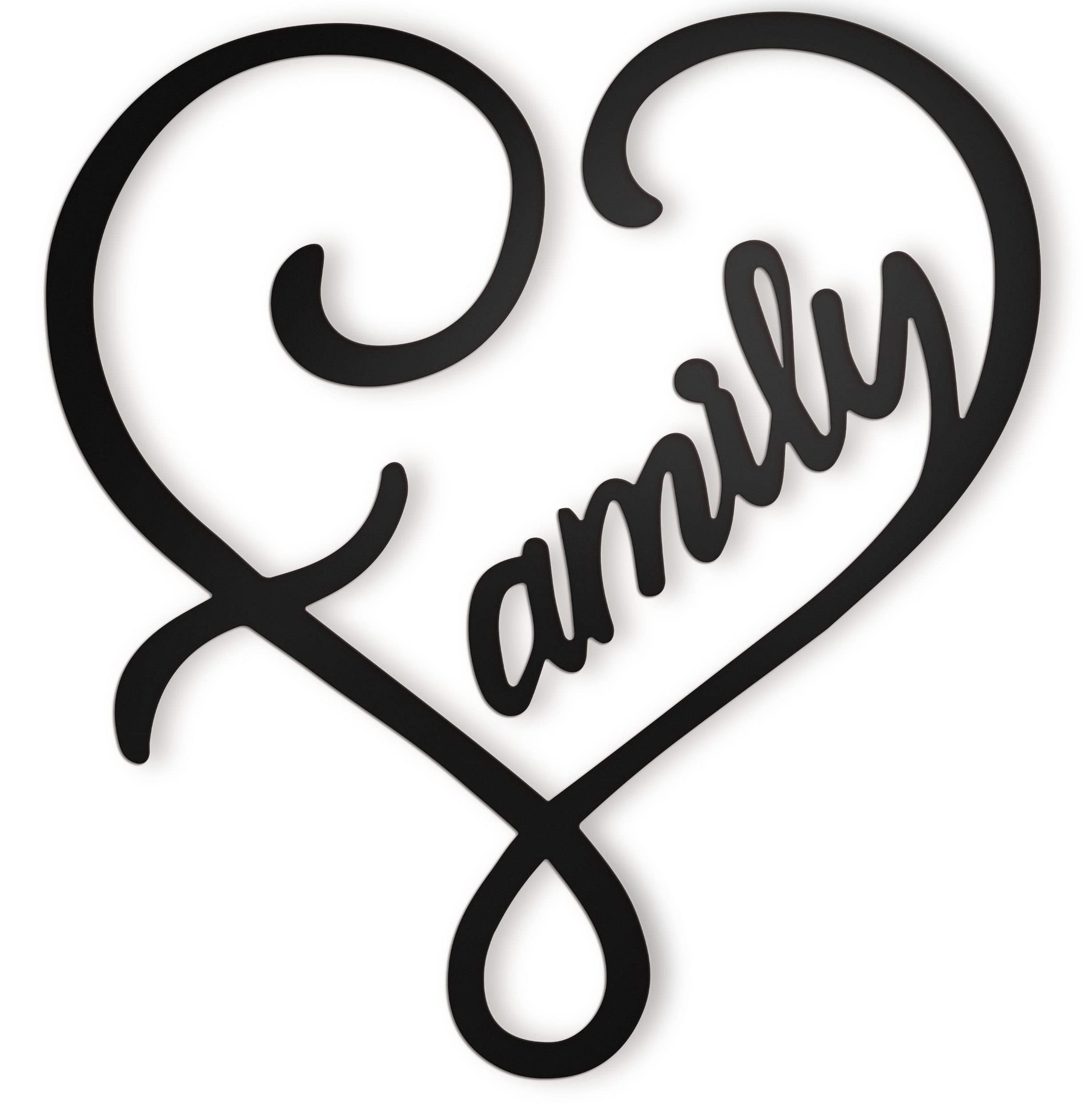 Black Small Family Love Infinity Heart Wall Sign Metal Handicraft for Home Wall Decor Functional Hanging Art