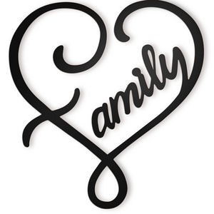 Black Small Family Love Infinity Heart Wall Sign Metal Handicraft for Home Wall Decor Functional Hanging Art