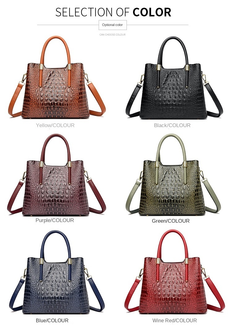 Fashion Shoulder Bags Leather Alligator Ladies hand bags Women  Handbag Luxury Crocodile Handbags Women's Tote Bags