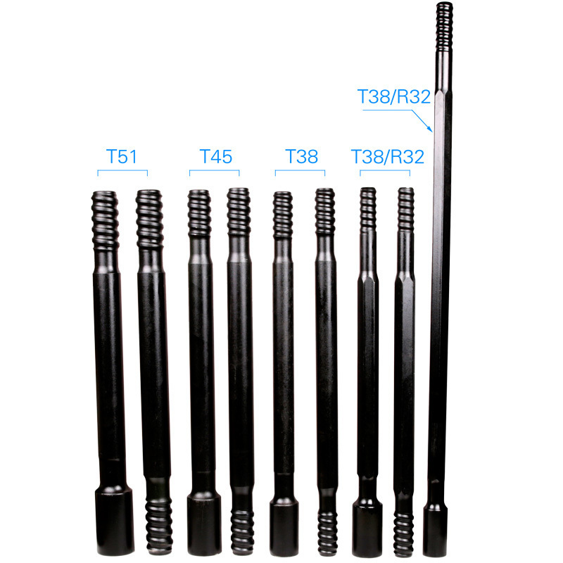 Hot Sale R25/R32/T38/T45/T51 threaded drill rod extension rod MF rock drill rod with high quality