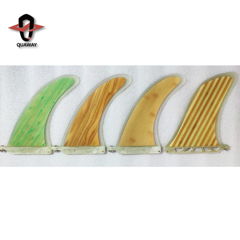 Waterplay Surfing Surfboard Center Single Fin Custom Fiberglass Bamboo Wood Longboard Fins SUP Surf Fins