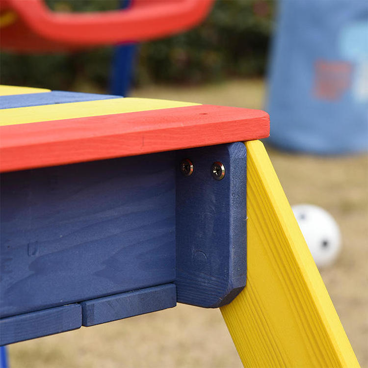 QUAWE Outdoor Garden Play Bench Wooden Picnic Table and Chair Kid Set with Umbrella