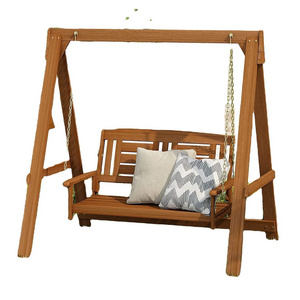 QUAWE Customized OEM ODM Hot Selling Adjustable Outdoor Eco-friendly 2 Seats Patio Wooden Swings With Ropes