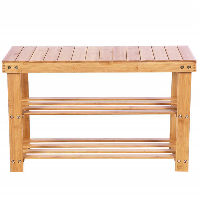 QUAWE Durable Bamboo Shoe Rack Bench Storage Organizer Modern Wooden Shoe Rack Design