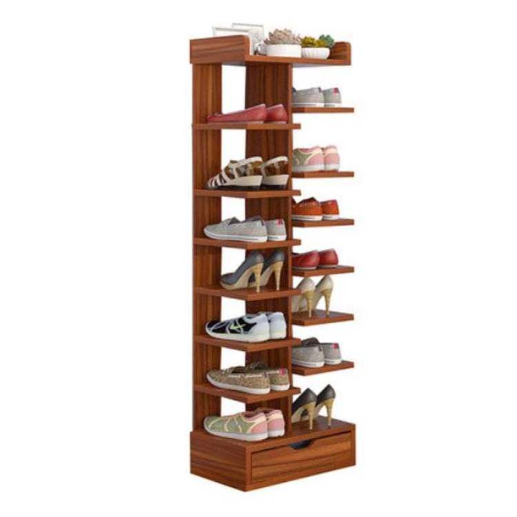 QUAWE Simple Shoe Rack Household Shoe Cabinet Multi Layer Shoe Rack Multi Function Door Wooden Storage Rack