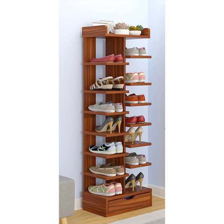 QUAWE Simple Shoe Rack Household Shoe Cabinet Multi Layer Shoe Rack Multi Function Door Wooden Storage Rack