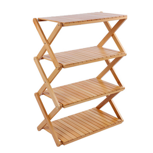 QUAWE Wholesale Modern Custom Portable Foldable 4 Tiers Shoes Rack Shelf Wooden Big Organizer Storage