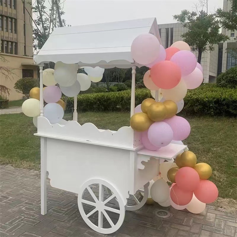 QUAWE 2024 hot sale wooden candy cart with wheels for wedding party decoration