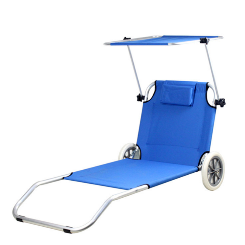 QUAWE portable outdoor camping chair trolley beach chair folding reclining beach chair with shade