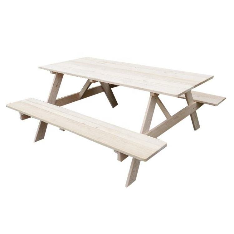 QUAWE Wooden Garden Patio Outdoor Park Table 6 Person Outdoor Picnic Table Bench