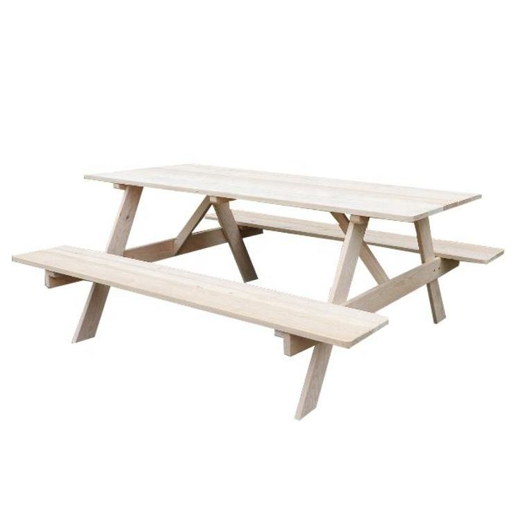 QUAWE Wooden Garden Patio Outdoor Park Table 6 Person Outdoor Picnic Table Bench