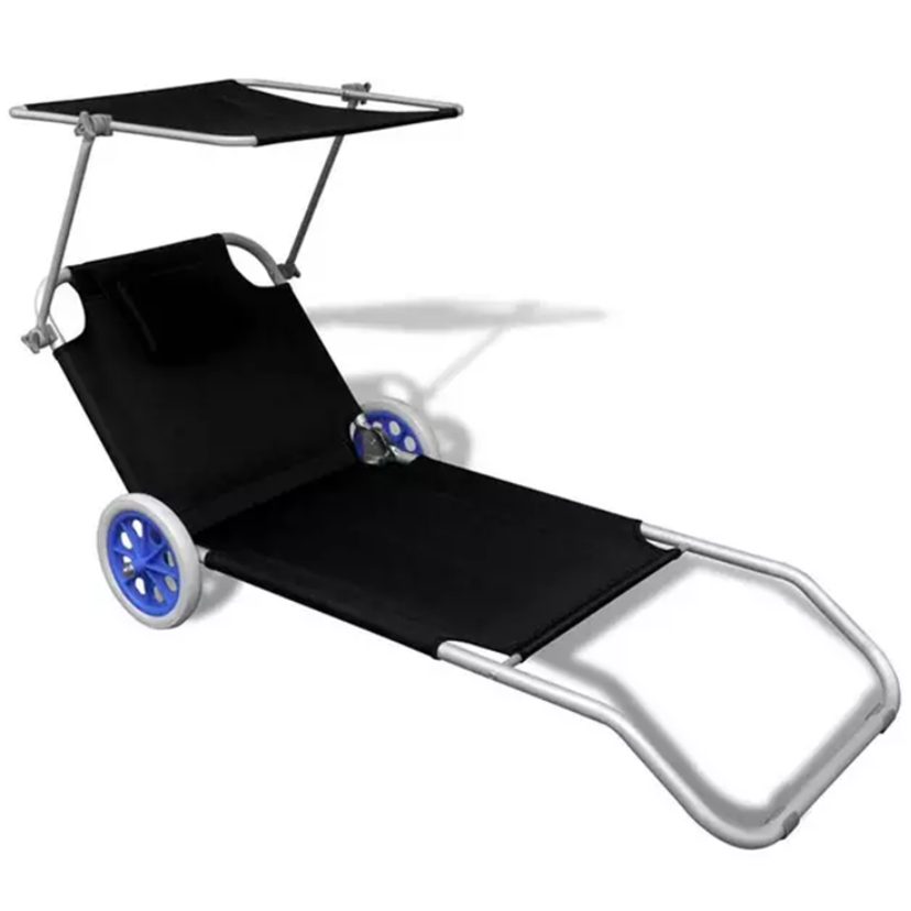 QUAWE portable outdoor camping chair trolley beach chair folding reclining beach chair with shade