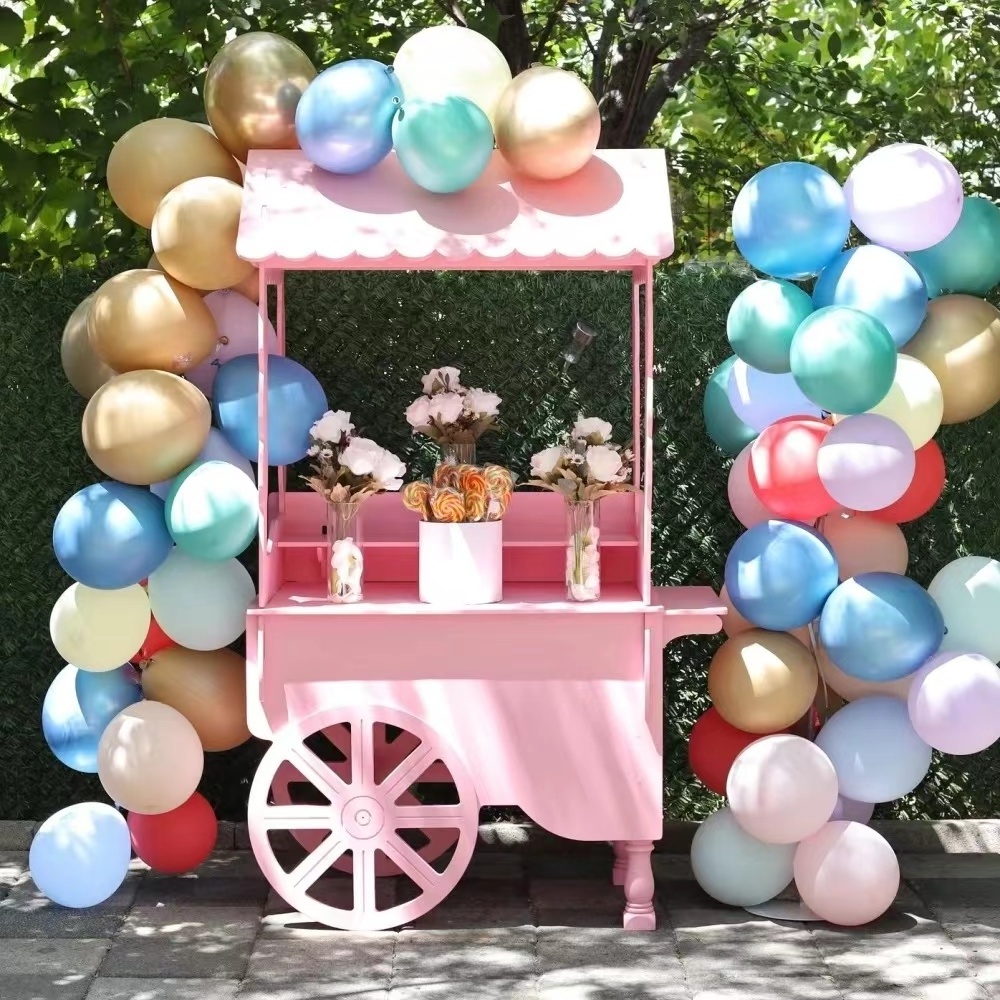 QUAWE 2024 hot sale wooden candy cart with wheels for wedding party decoration