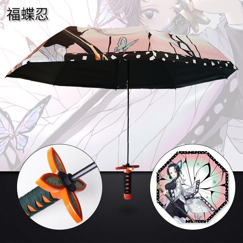 Demon slayer umbrella 7 Styles Eight Bones Kimetsu no Yaiba Three Folding Gift Katana Anime Umbrella Swords sombrilla paraguas