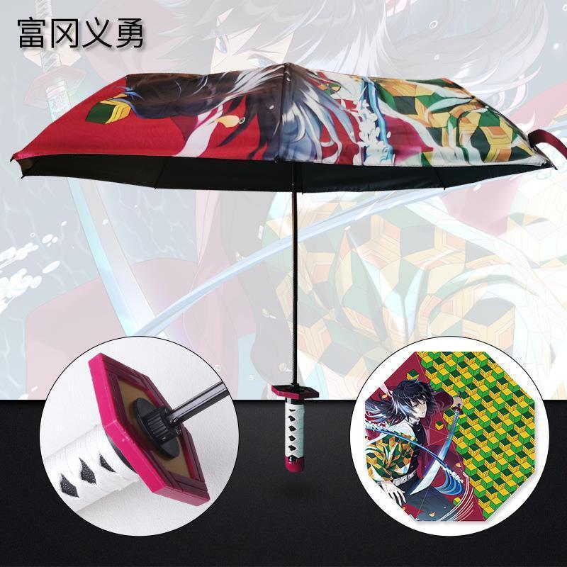 Demon slayer umbrella 7 Styles Eight Bones Kimetsu no Yaiba Three Folding Gift Katana Anime Umbrella Swords sombrilla paraguas