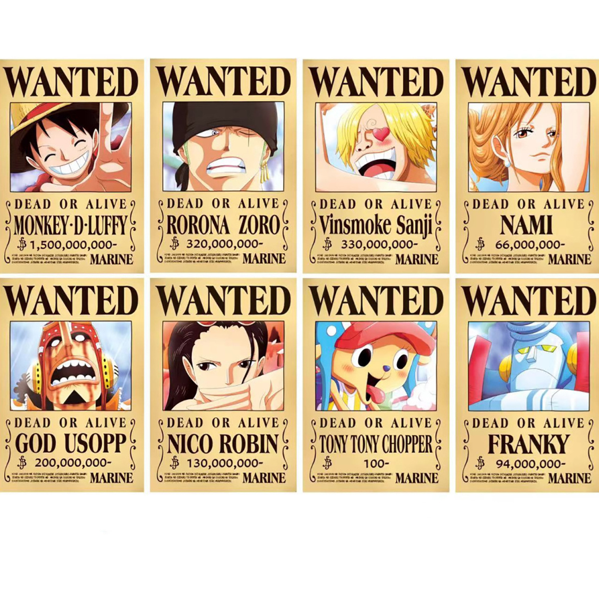 High Quality Wall Decor Wallpaper Luffy Zoro Nami Bounty Wanted One Pieced Anime Poster