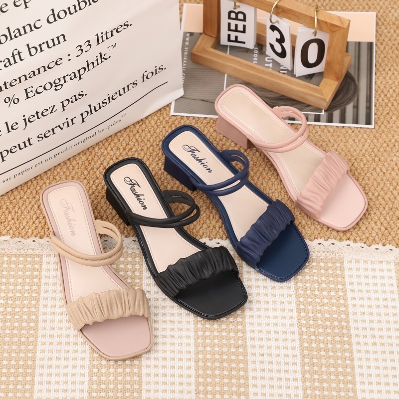 summer heels 2023 new sandals and slippers latest platform chunky heels mid women's pumps designer female bow high heels