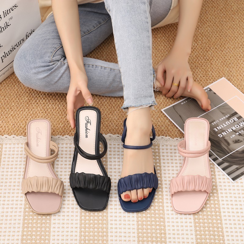 summer heels 2023 new sandals and slippers latest platform chunky heels mid women's pumps designer female bow high heels