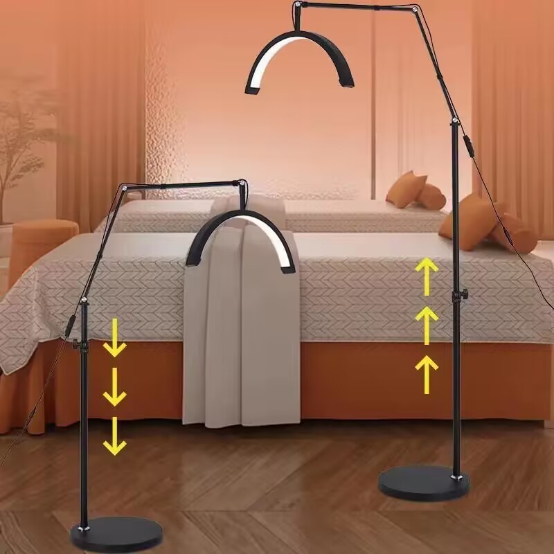 BIN Beauty Tattoo Moon Light Led Eyelash Light Half Moon Light 20W  with Phone Mount Floor Stand for Eyebrow Salon Lash Lamp