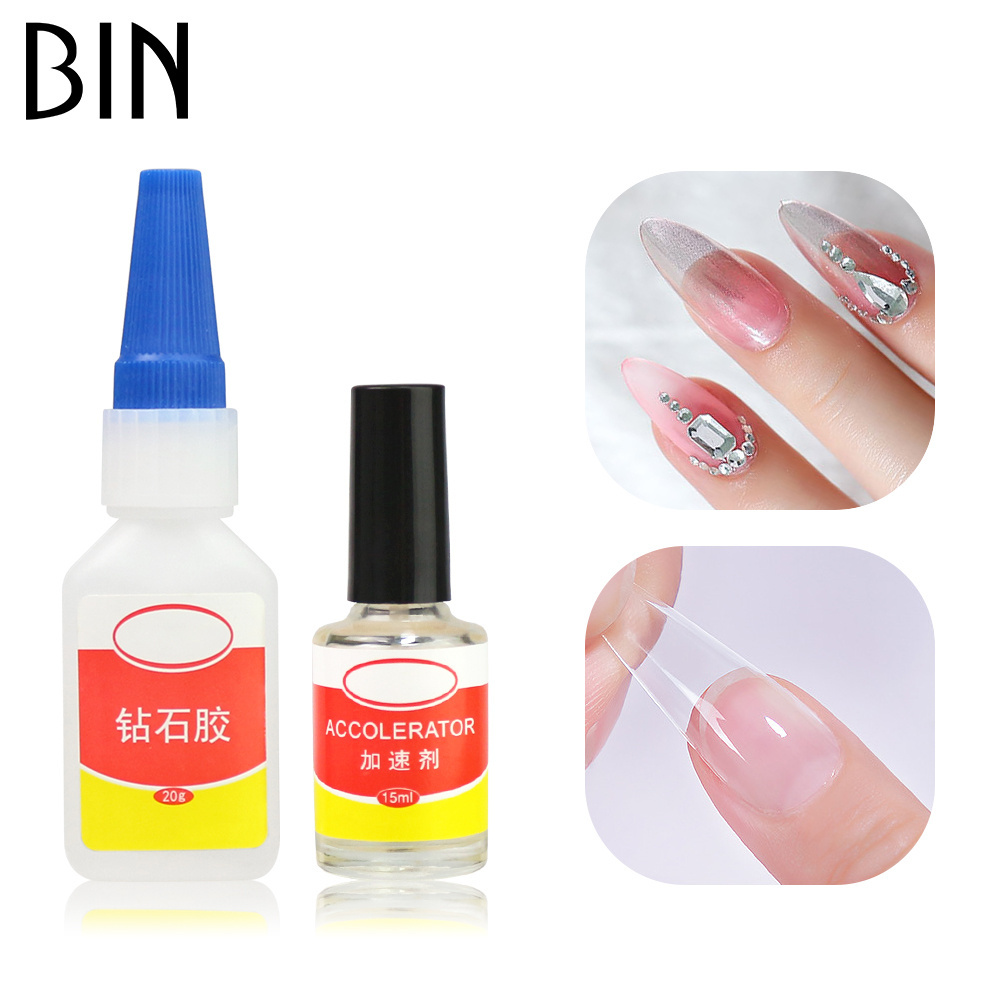 BIN Factory direct sale Wholesale 20g custom manicure glue with brush on finger nail glue for nail salon