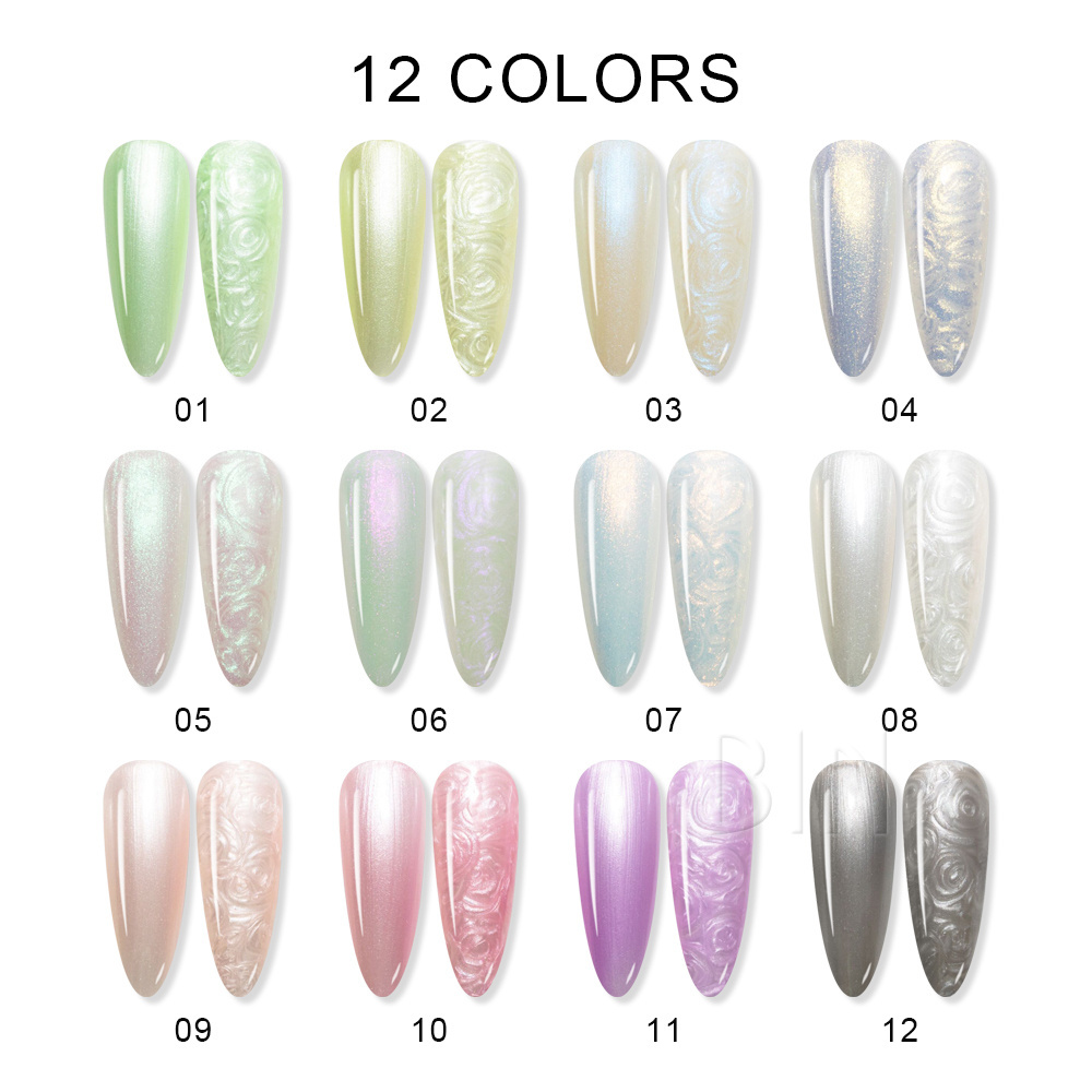 BIN New Pearl Shell Thread Nail Polish Shiny Diamond Gel Glitter Glue Painting Nail Art Design Primer gel