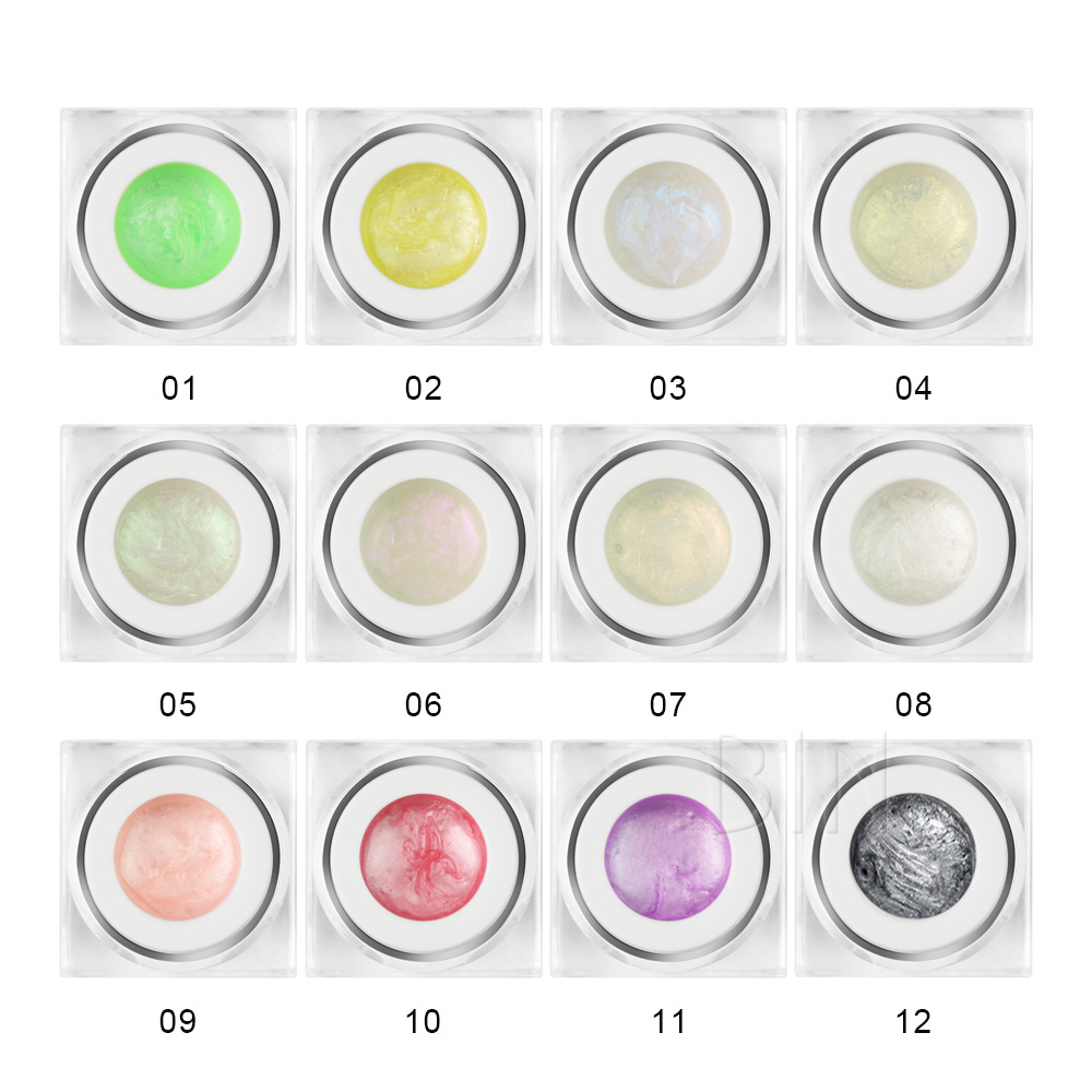 BIN New Pearl Shell Thread Nail Polish Shiny Diamond Gel Glitter Glue Painting Nail Art Design Primer gel