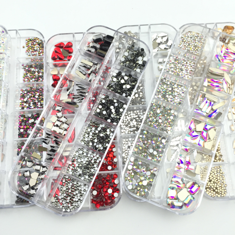 BIN Nail Art Stone Glitter Rhinestones Crystal AB Hotfix Sewing & Fabric Garment Rhinestone Glass Eco-friendly Mix Shape