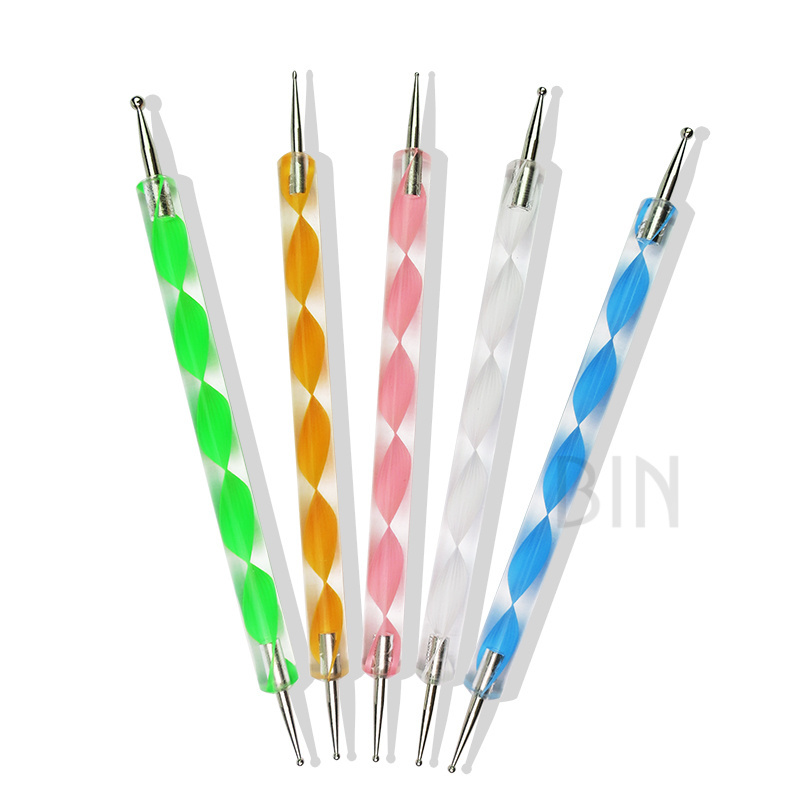 BIN Nail art dotting pen double heads acrylic rhinestone picker nail tools and  brush