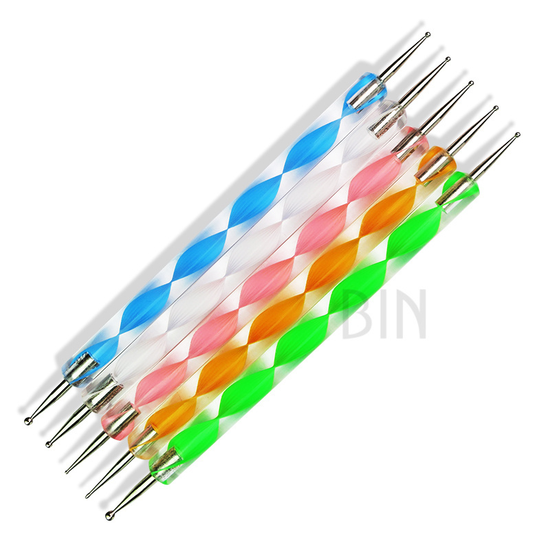 BIN Nail art dotting pen double heads acrylic rhinestone picker nail tools and  brush