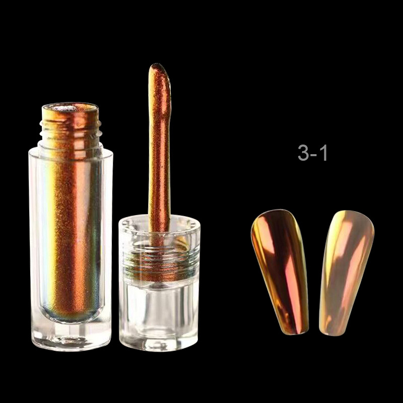 BIN Hot Selling 6 Gold Colors Magic Chrome Powder Liquid Mirror Effect Powder Nail Liquid