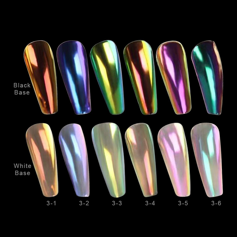 BIN Hot Selling 6 Gold Colors Magic Chrome Powder Liquid Mirror Effect Powder Nail Liquid