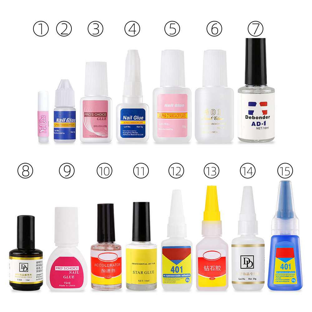 BIN various nail glue collection wholesale nail tool strong glue for nail tips rhinestones