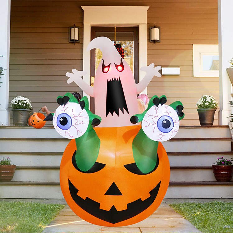 2.4m Scary Animatronic Ornaments Outdoor Design Pumpkin Light Decoration Halloween Party Indoor Inflatable Halloween Decorations