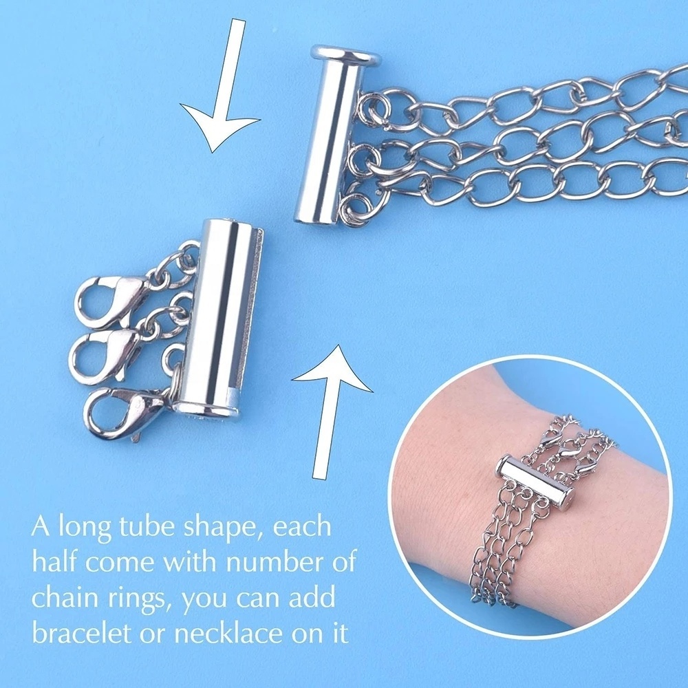 Multi Strand Necklace Layer Lobster Clasp Slide Magnet Tube Connector Locks