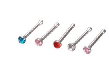 24pcs Crystal Nose Ring & Studs Fashion Body Women Girl Jewelry Stainless Surgical Steel Nose Piercing Colorful Rhinestone